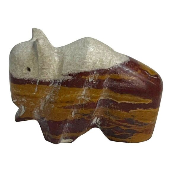 Vintage Zuni Picture Jasper Native American Fetish Buffalo Hand Crafted 2”X 1.5”